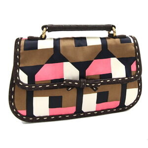 Prada handbag brown Mutlicolor leather satin bag pouch